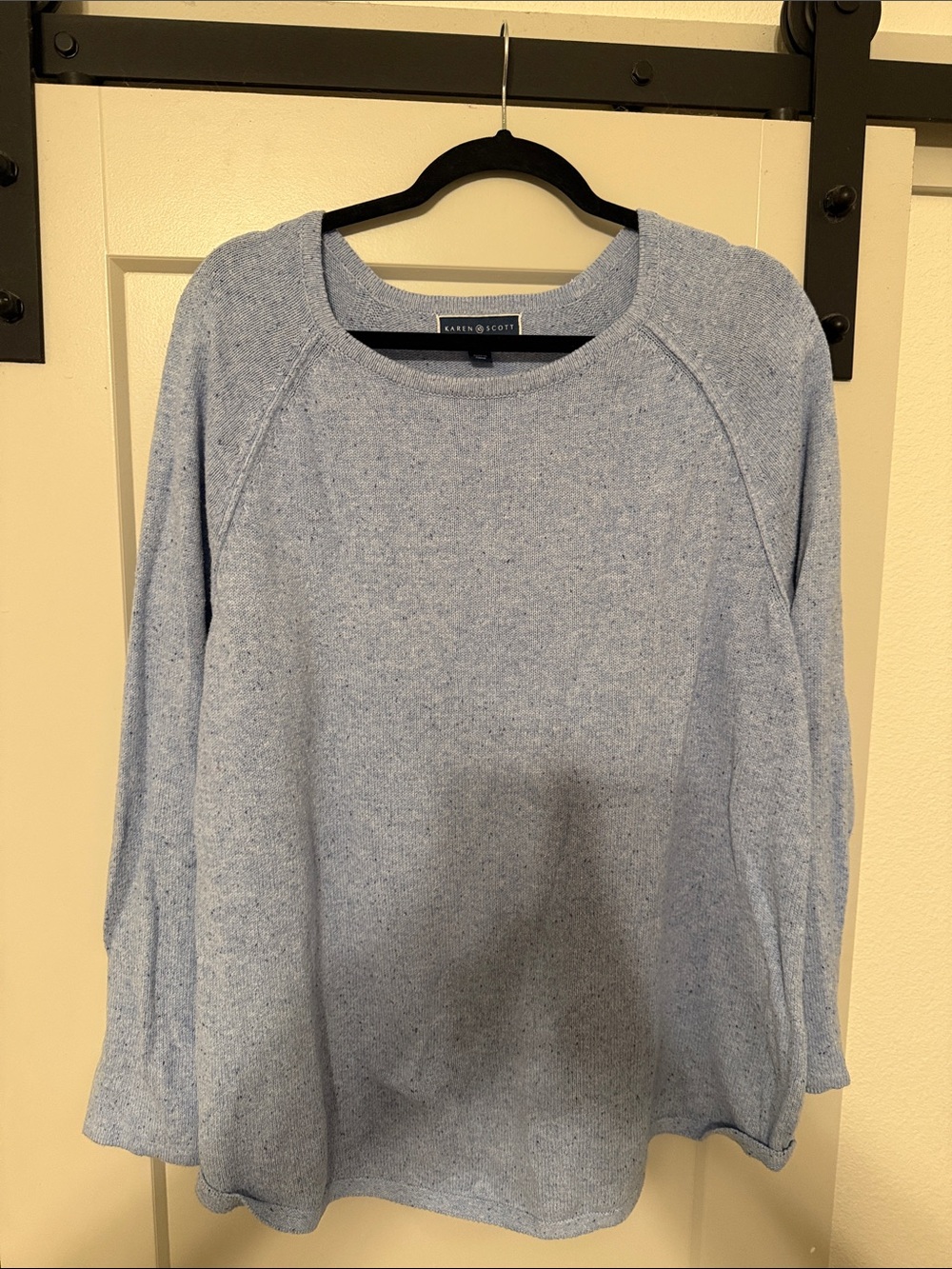 Karen Scott Heathered Light Blue Crew Neck Sweater